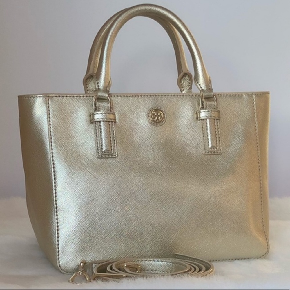 Tory Burch Robinson Soft Gold Satchel - Picture 1 of 7